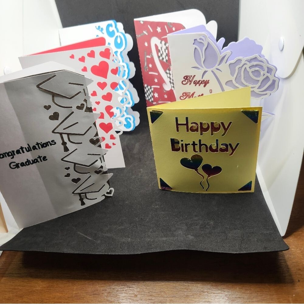 Hand Crafted Colorful All Occasoin Cards Set of 12 - Picture 6 of 13